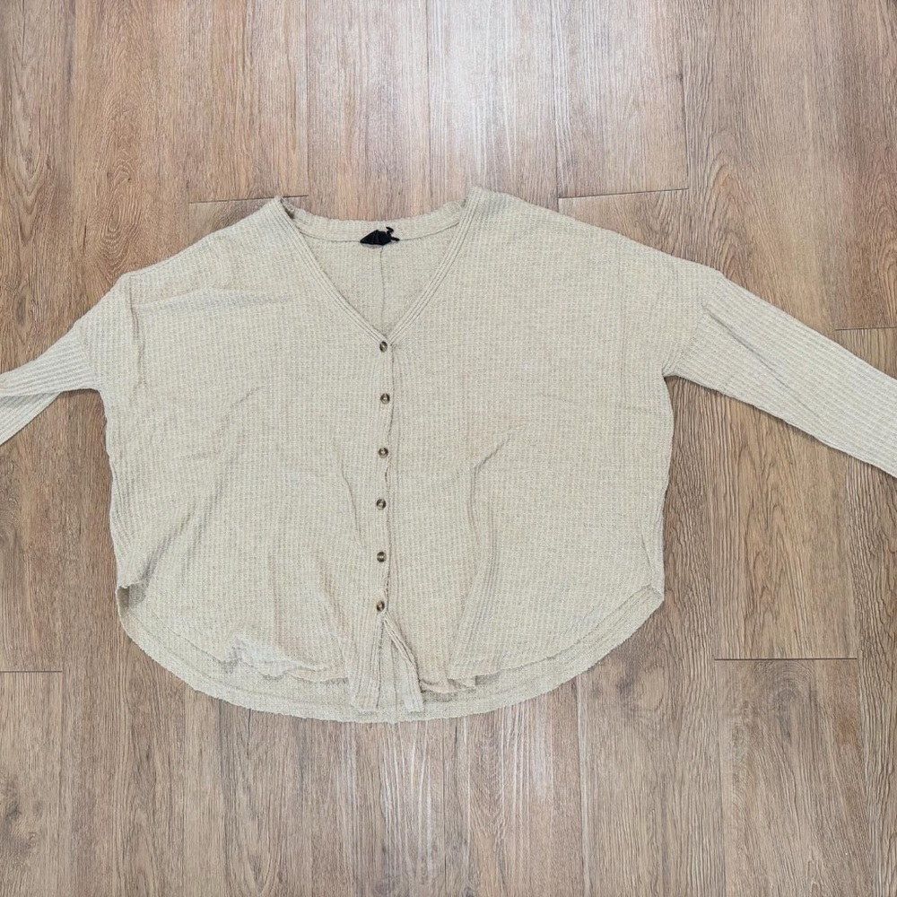 Women's Beige Button-Up Top